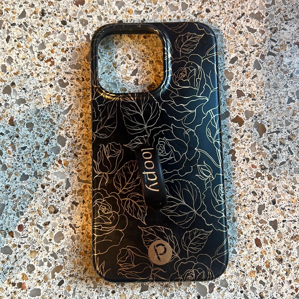 Loopy Enchanted Rose Black and Gold Case
